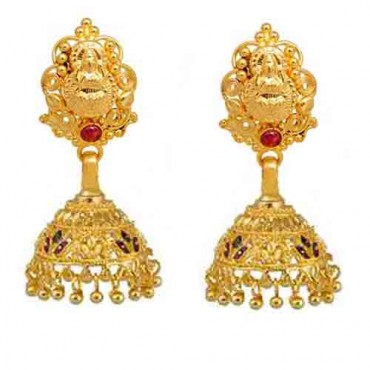 earring temple jhumka 20 kt gold