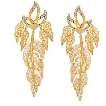 earring stud leaf design gold