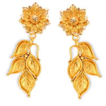 earring flower leaf 35 gms gold